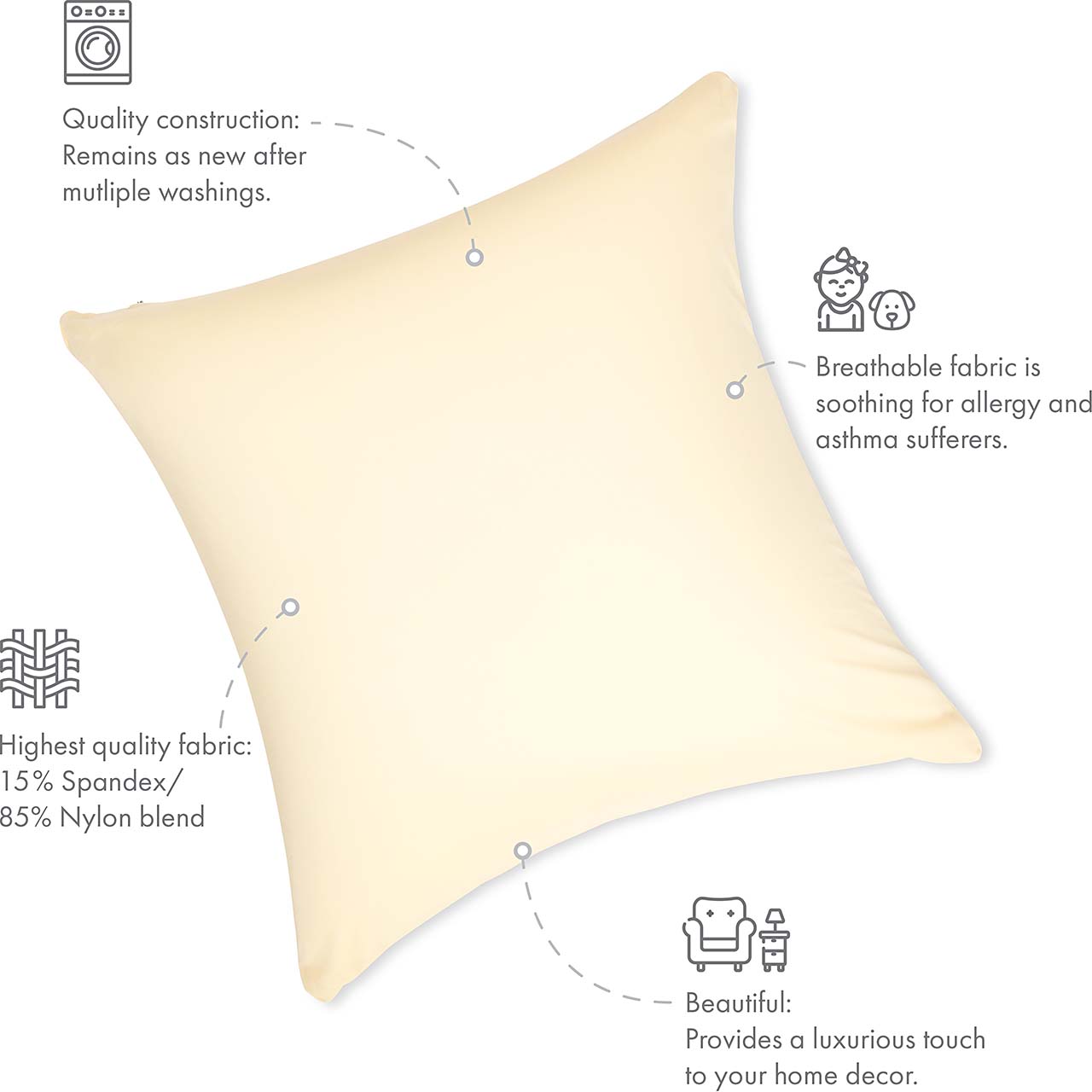 Pillowcover Only / Off white- Creme