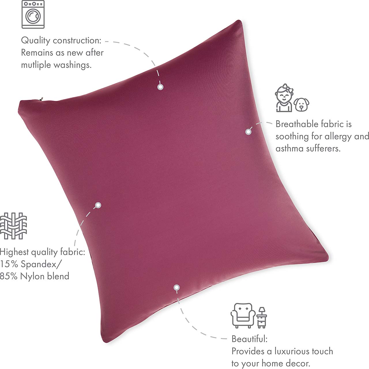 Pillowcover Only / Burgundy - Merlot